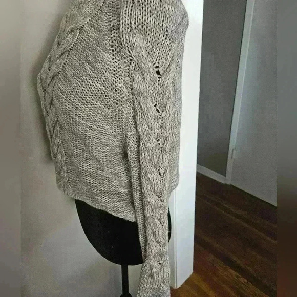 Lovers + Friends Womens Gray Chunky Knit 100% Wool Cropped Sweater XS - Picture 7 of 13